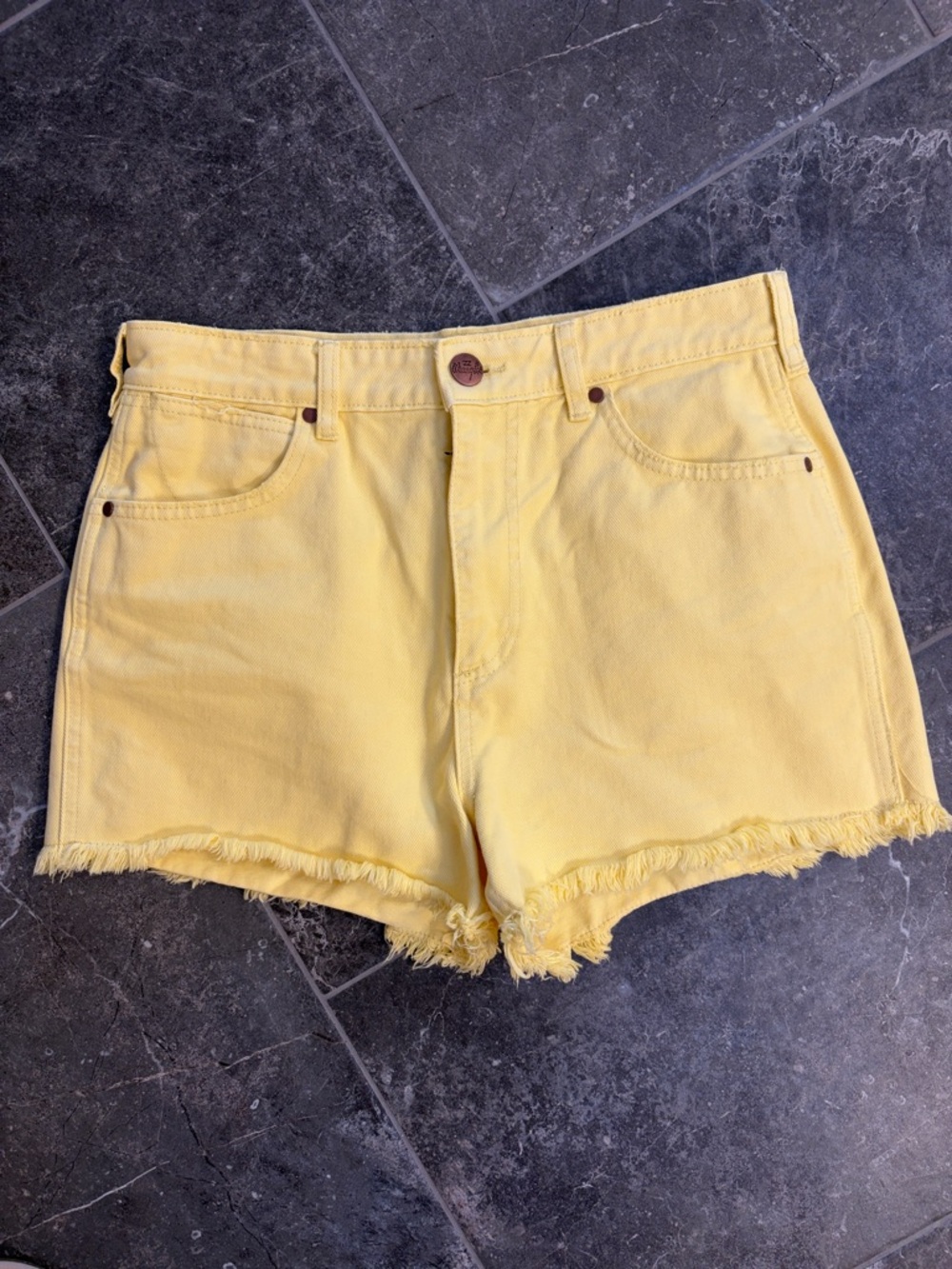 Wrangler x Billabong yellow denim shorts